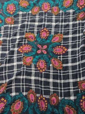Vintage Diane Von Furstenberg Silk Scarf Plaid Paisley Print 42" Square
